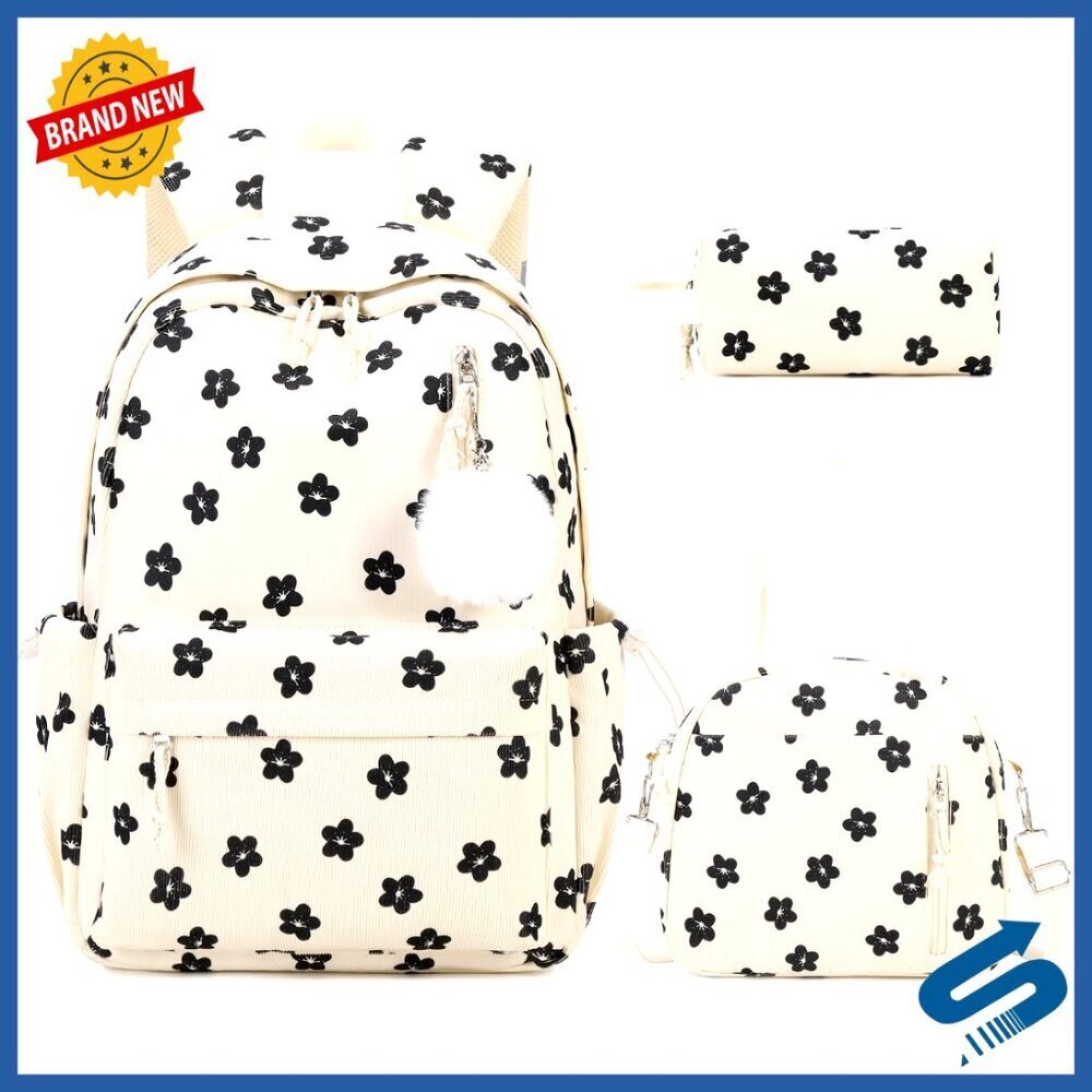 Corduroy Backpack Set with Lunch Bag and Pencil Pouch for School and Travel